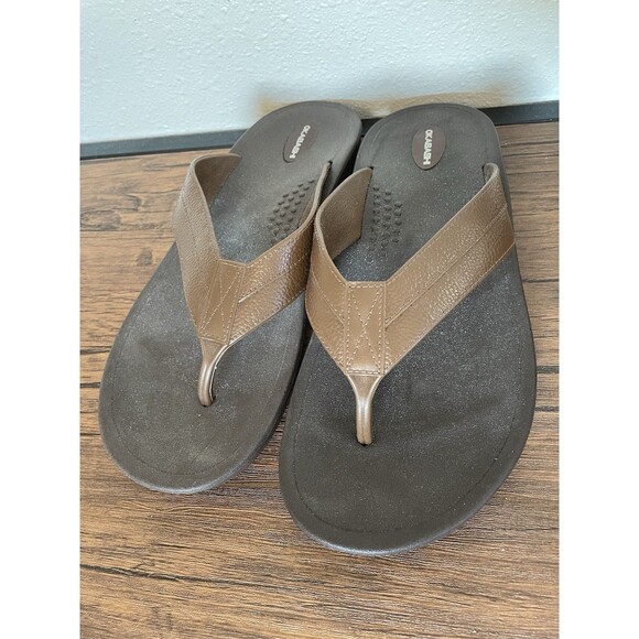 Okabashi Voyager Flip Flop Sandals Mens Size 11 Eco-Friendly USA Brown/Toffee - Picture 1 of 5
